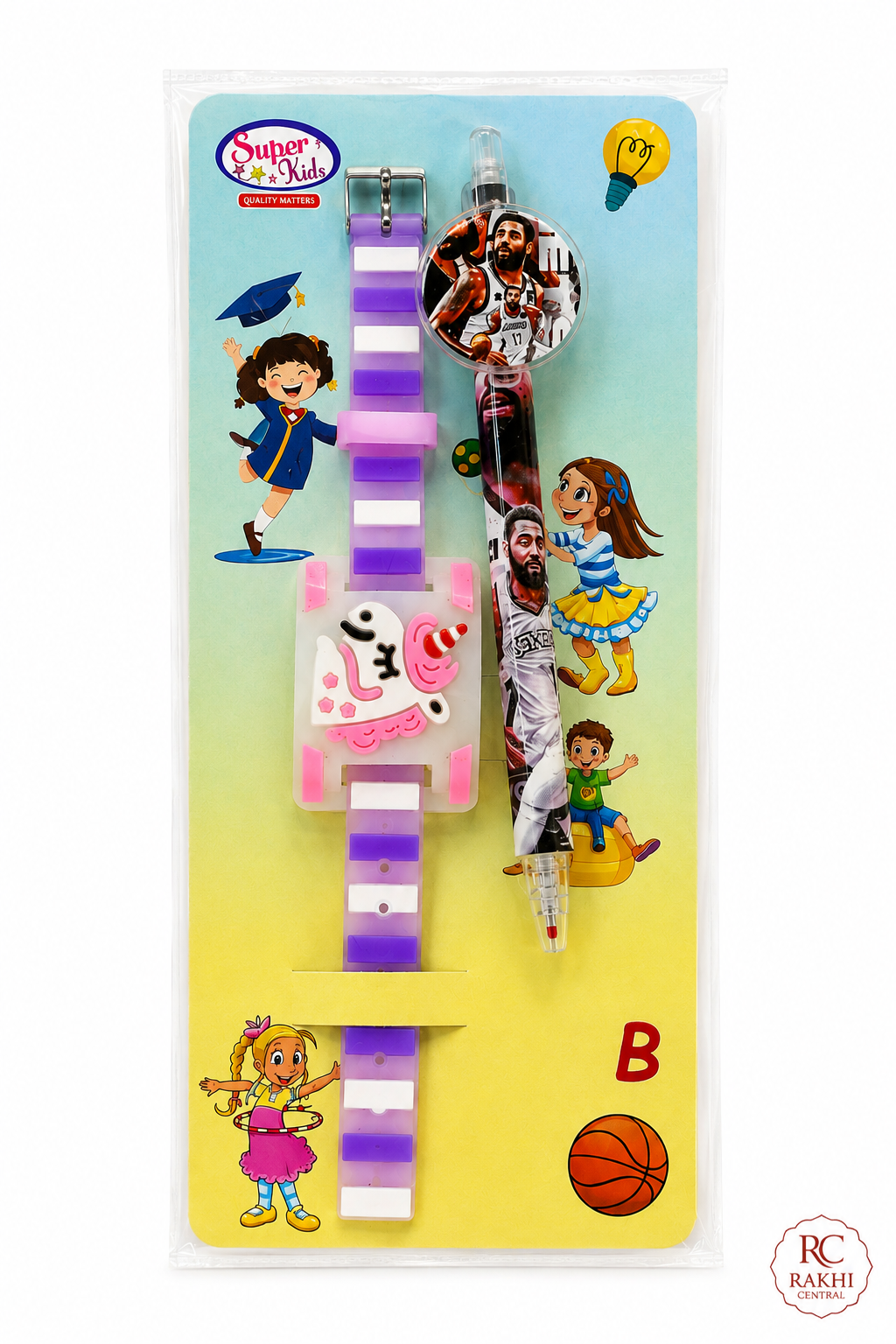 LED Light Kids Rakhi with Mechanical Pencil Gift