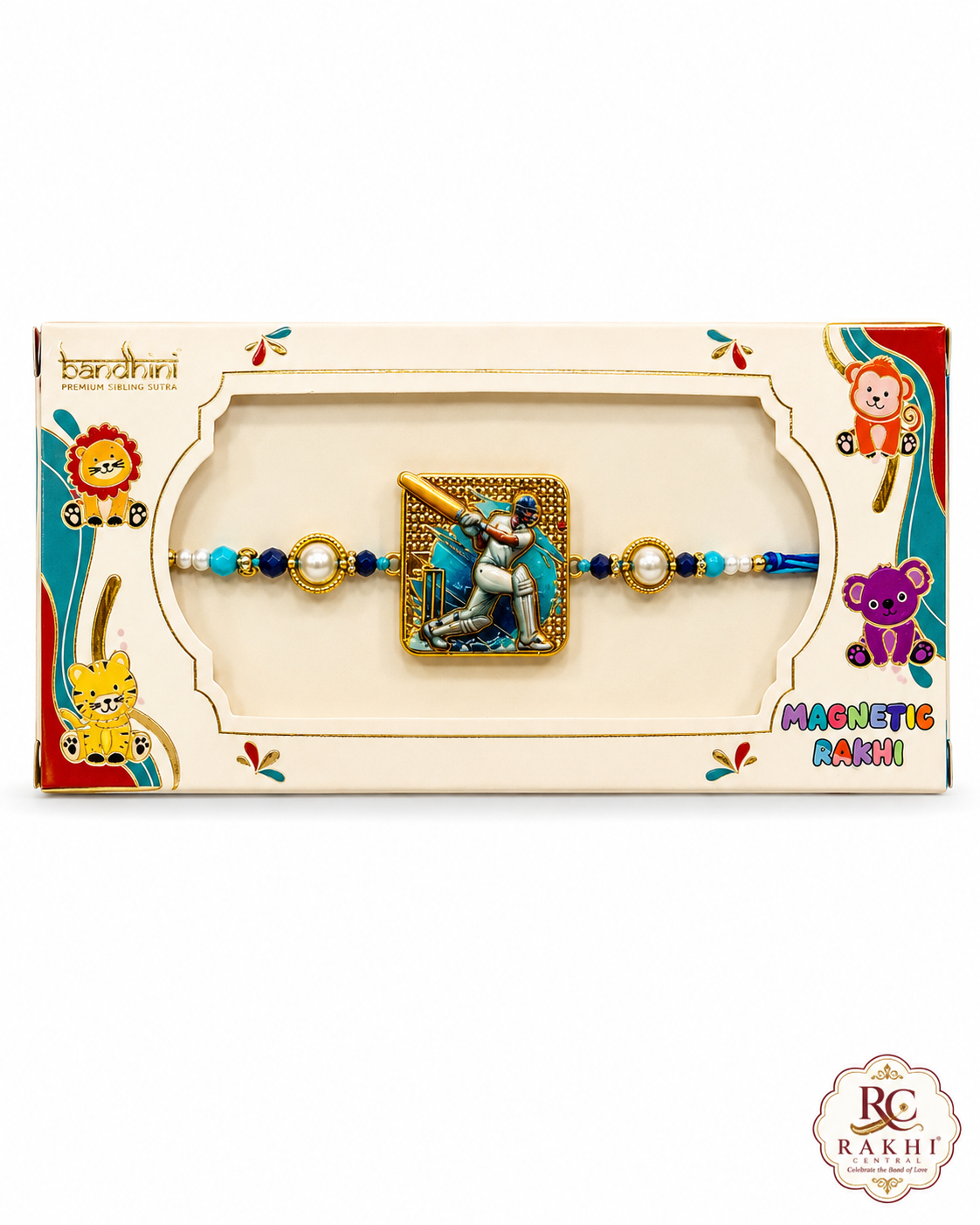 Premium Cricket Magnetic Kids Rakhi