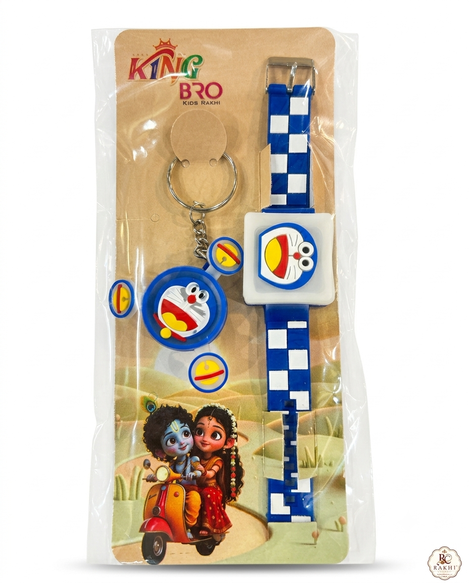 LED Kids Bracelet Rakhi with Shield Keychain