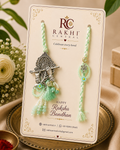 Designer Krishna Flute Bhai Bhabhi Lumba Rakhi Set