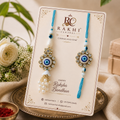 Evil Eye Bhai Bhabhi Lumba Rakhi Set with Pearl Tassel