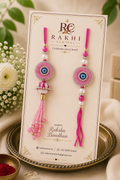 Evil Eye Bhaiya Bhabhi Rakhi Set with Designer Lumba Tassel