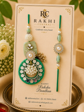 Designer Pearl Mirror Bhaiya Bhabhi Rakhi Set with Lumba