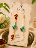 Premium Floral Bracelet Rakhi with Pearl & Gold-Tone Accents