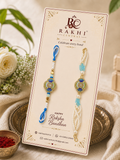 Blue Designer Bhaiya Bhabhi Bracelet Rakhi Set with Pearl Lumba