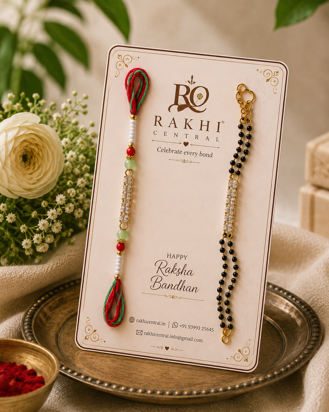 Premium Crystal Bhaiya Bhabhi Rakhi Set