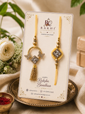 Golden Crystal Butterfly Bhaiya Lumba Rakhi Set