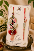 Premium Pearl Crystal Floral Designer Rakhi Pair