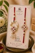 Ruby Geometric Pearl Bhaiya Lumba Set