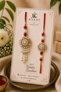 Ruby Royale Pearl Circle Rakhi Set