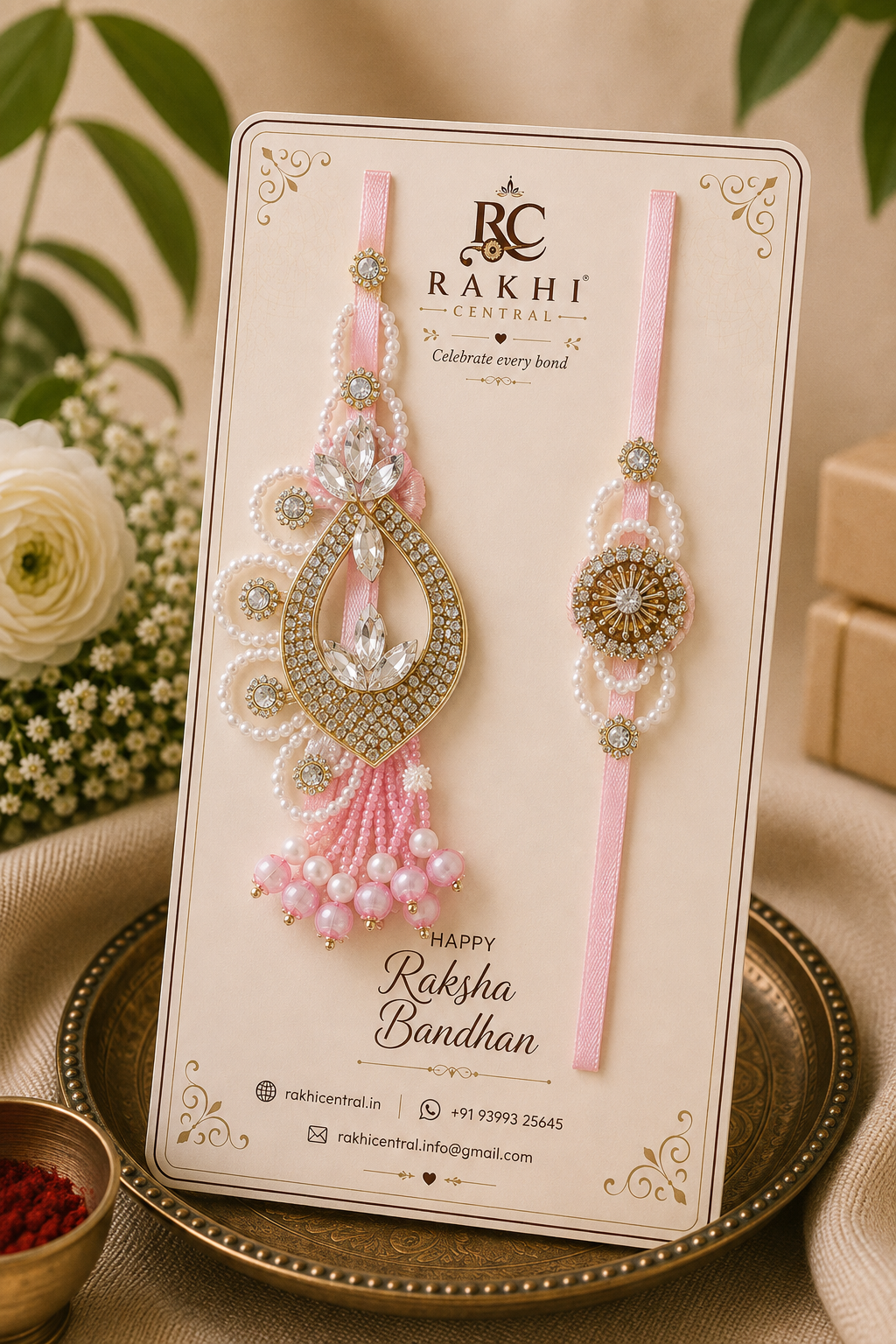 Royal Teardrop Crystal Bhaiya Lumba Set