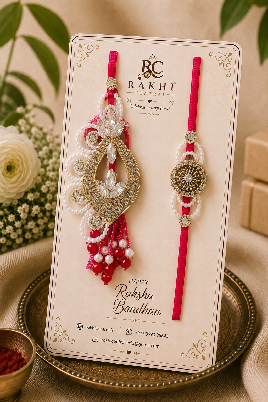 Royal Teardrop Crystal Bhaiya Lumba Set