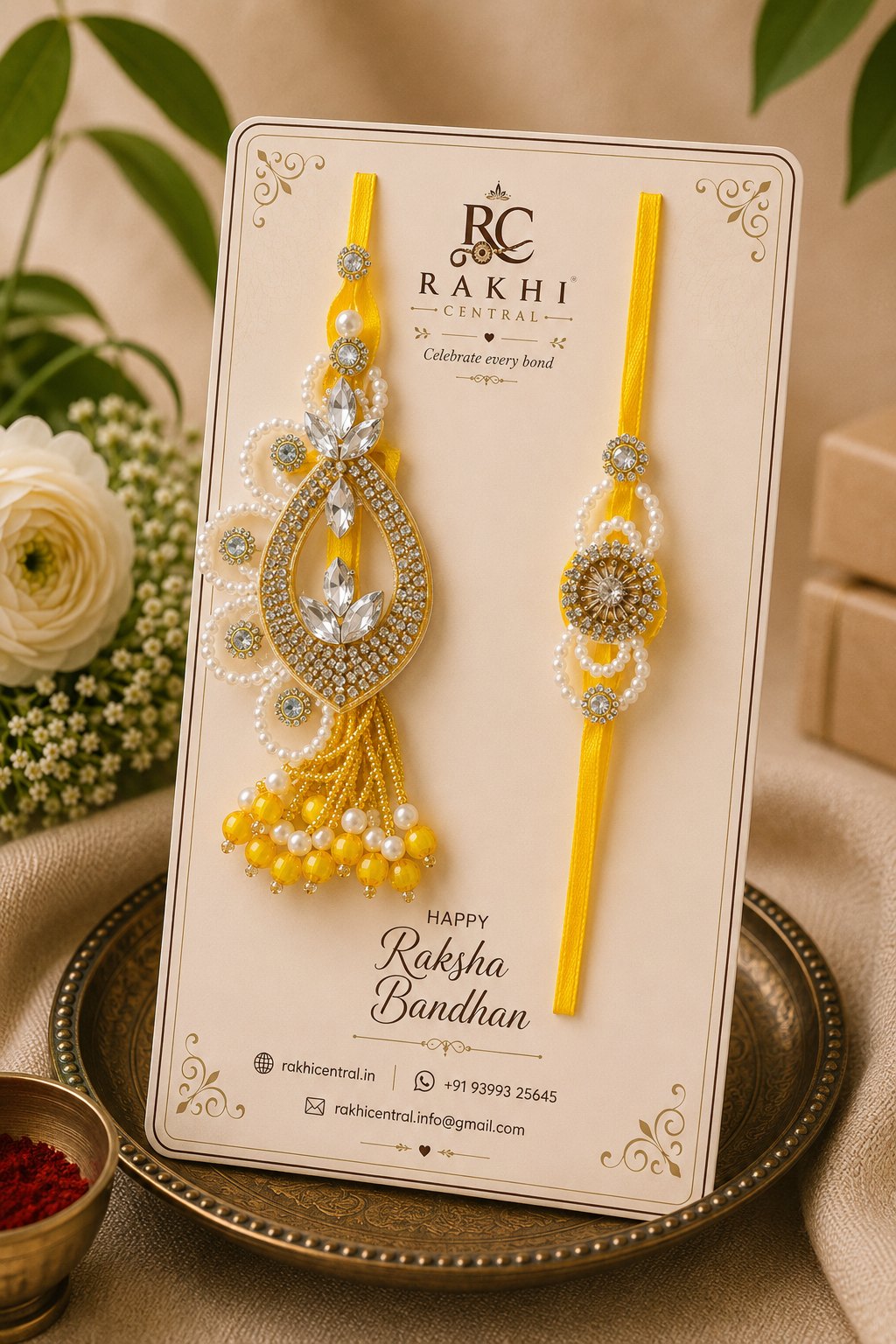 Royal Teardrop Crystal Bhaiya Lumba Set