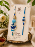 Sapphire Evil Eye Pearl Rakhi Pair
