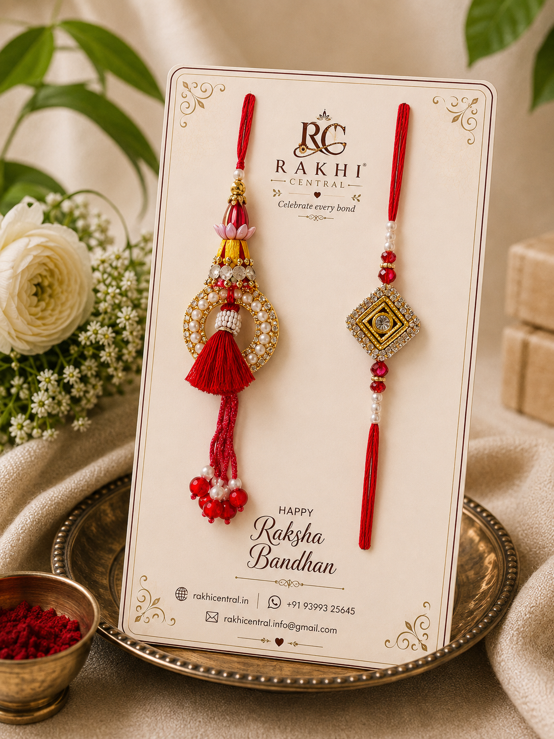 Crimson Pearl Lotus Bhaiya Lumba Set