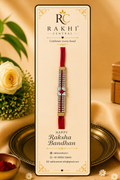 Premium American Diamond Bar Rakhi with Red Stone