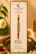 Premium American Diamond Bar Rakhi with Multicolor Beads