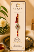 Premium Circular Kundan Stone Rakhi with Braided Thread