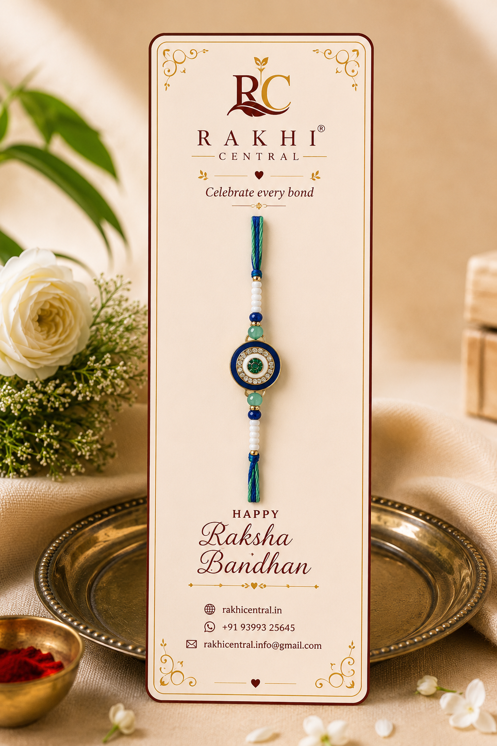 Premium Evil Eye Designer Rakhi with Stone Detailing