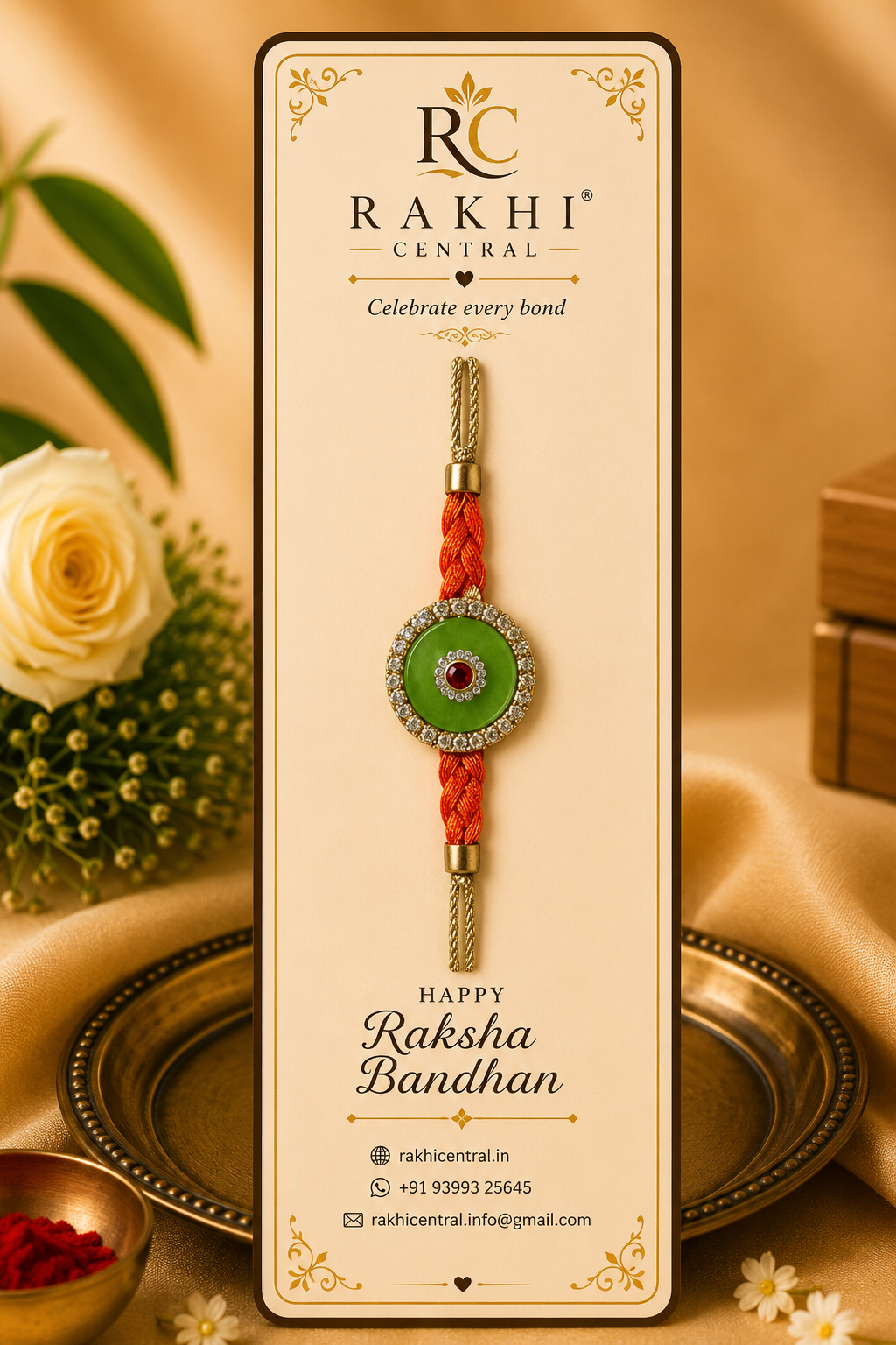 Stone Designer Rakhi with Crystal Halo