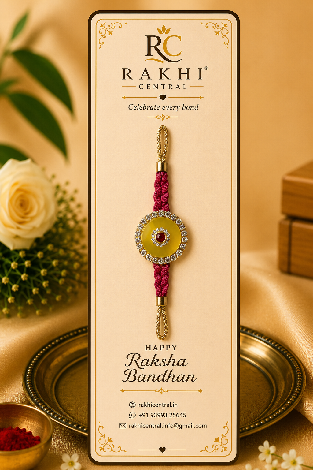 Stone Designer Rakhi with Crystal Halo