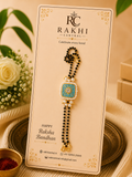 Premium Square Kundan Bracelet Rakhi with Pearl Border