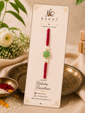 Premium Mint Meenakari Square Rakhi with Pearl Beads