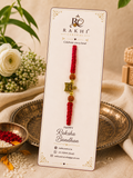 Premium 'Best Wishes' Designer Rakhi with Rudraksha Beads