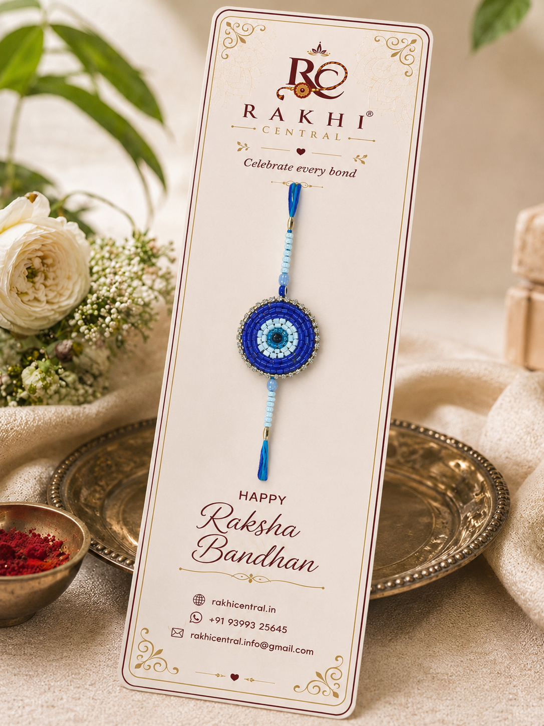 Blue Evil Eye Designer Rakhi