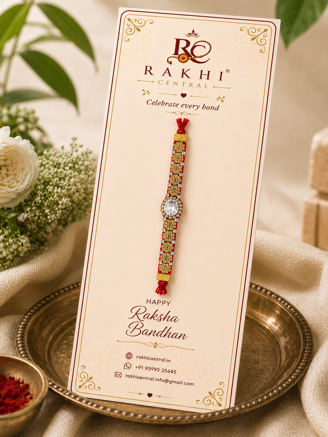 Oval Crystal Stone Designer Rakhi