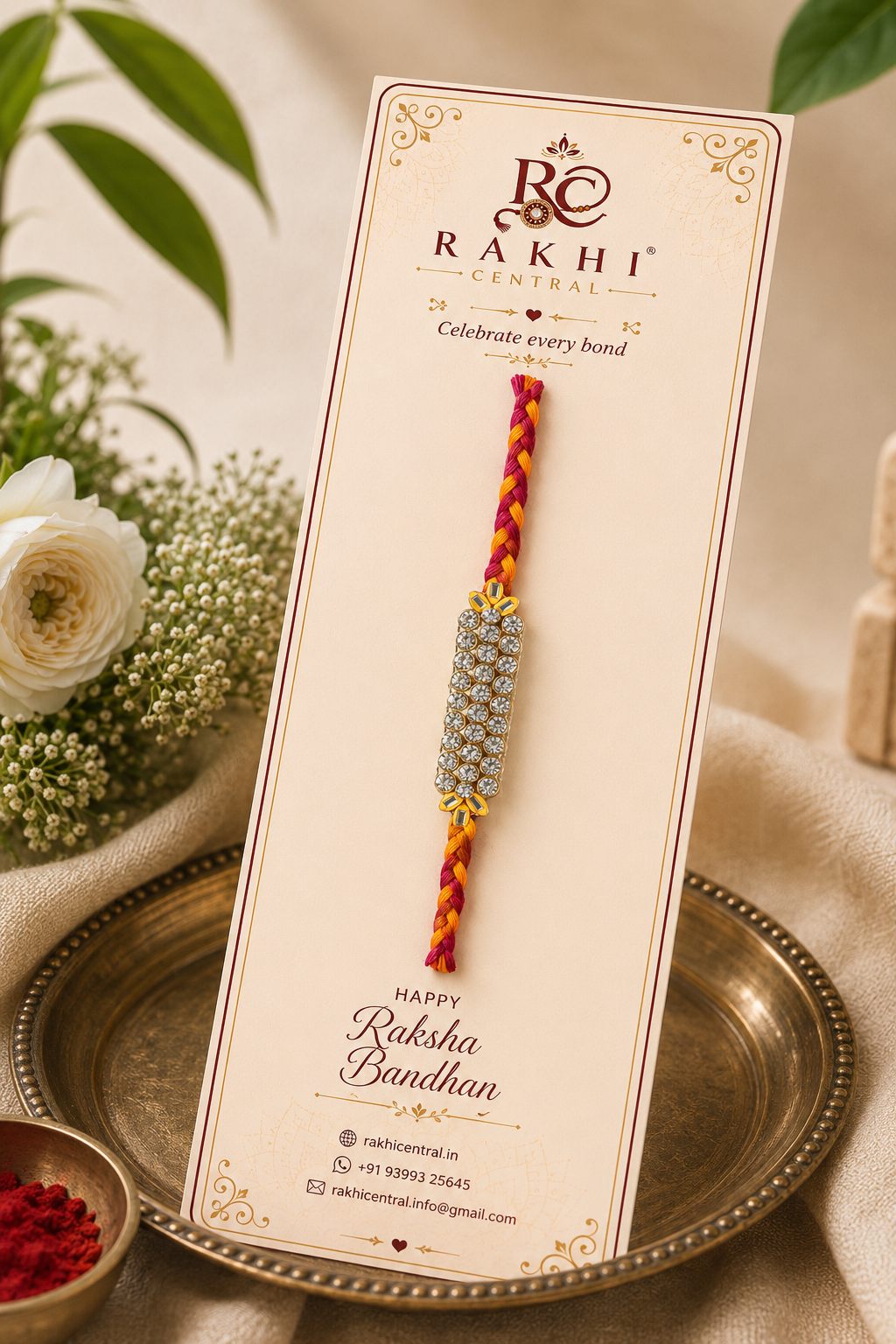 Crystal Stone Bar Designer Rakhi