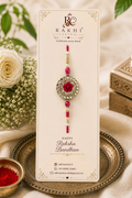 Rose Mirror Stone Designer Rakhi