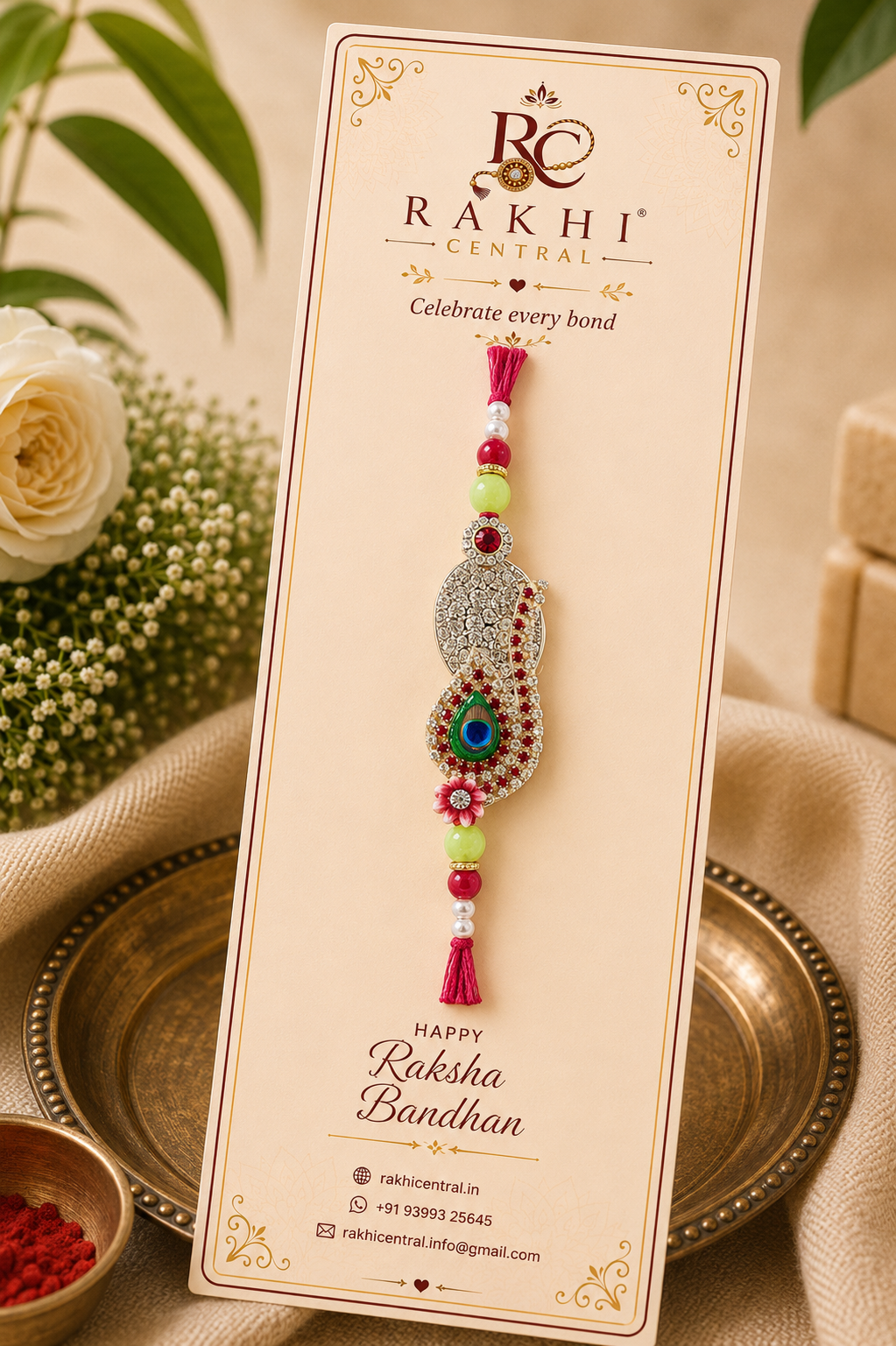 Peacock Stone Designer Rakhi