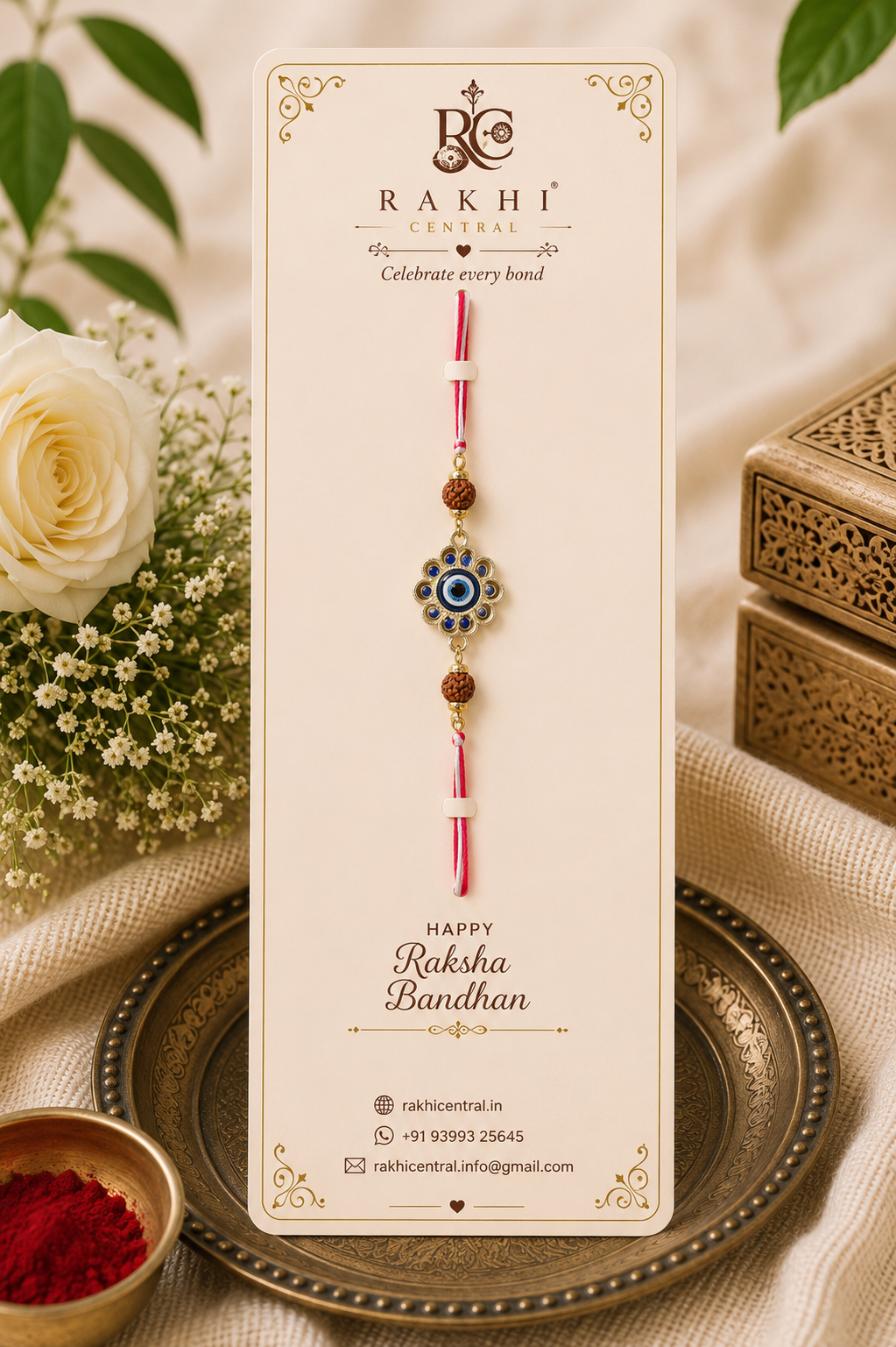 Evil Eye Rudraksha Designer Rakhi